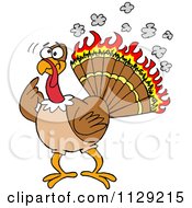 Poster, Art Print Of Confused Thankgiving Turkey Bird With Burning Feathers