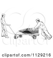 Poster, Art Print Of Retro In US Navy Sailors Hauling A Large Shell Black And White