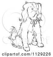 Outlined Cavalier King Charles Spaniel Dog Sitting