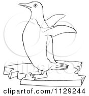 Poster, Art Print Of Outlined Cute Penguin Flapping Its Wings