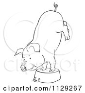 Poster, Art Print Of Outlined Pig Doing A Handstand On A Pot