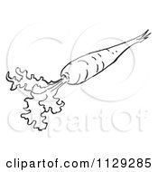 Cartoon Clipart Of An Outlined Carrot With Greens Black And White Vector Coloring Page