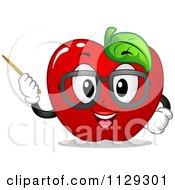 Apple Teacher Mascot Using A Pointer Stick