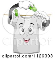 Poster, Art Print Of Happy Shirt Mascot Hanging Itself On A Line