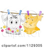 Poster, Art Print Of Happy Shirt Mascots Together On A Clothesline