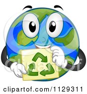 Poster, Art Print Of Happy Earth Mascot Holding A Recycle Sign