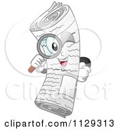 Cartoon Of A Newspaper Mascot Searching With A Magnifying Glass Royalty Free Vector Clipart by BNP Design Studio