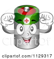 Poster, Art Print Of Strong Battery Mascot Flexing His Arms