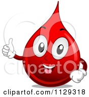 Happy Blood Drop Mascot Holding A Thumb Up