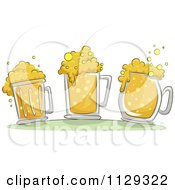 Three Beer Mugs With Froth