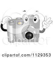Digital Camera Mascot Holding Up Fingers And Pushing A Button