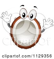 Cartoon Of A Coconut Mascot Holding A Thumb Up Royalty Free Vector Clipart by BNP Design Studio