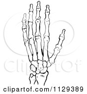 Clipart Of A Retro Vintage Black And White Skeleton Hand Royalty Free Vector Illustration