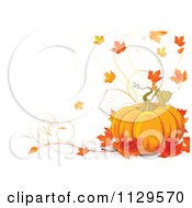Thanksgiving Pumpkin And Autumn Leaf Background On Off White