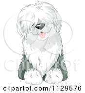 Cartoon Of A Cute Hair Sheep Dog Sitting Royalty Free Vector Clipart by Pushkin