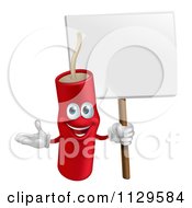 Poster, Art Print Of Happy Dynamite Mascot Holding A Sign