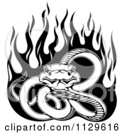 Poster, Art Print Of Black And White Snake With Flames