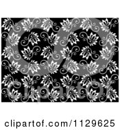 Clipart Of A Seamless Black And White Floral Vine Background Pattern 10 Royalty Free Vector Illustration