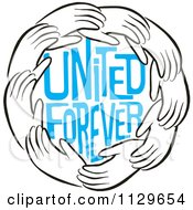 Poster, Art Print Of Ring Of Hands Around Blue United Forever Text