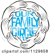 Poster, Art Print Of Ring Of Hands Around Blue Our Family Circle Text