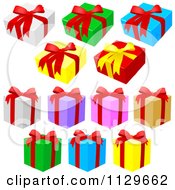 Poster, Art Print Of Colorful Gift Boxes With Red Ribbons And Bows