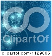 Poster, Art Print Of Blue Snowflake Swirl And Star Christmas Background