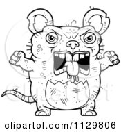 Cartoon Clipart Of An Outlined Angry Ugly Rat Black And White Vector Coloring Page
