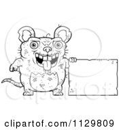 Poster, Art Print Of Outlined Ugly Rat With A Sign