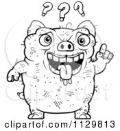 Outlined Confused Ugly Pig