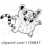 Cartoon Clipart Of An Outlined Running Ugly Lemur Black And White Vector Coloring Page
