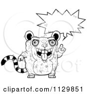 Cartoon Clipart Of An Outlined Talking Ugly Lemur Black And White Vector Coloring Page by Cory Thoman