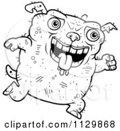 Cartoon Clipart Of An Outlined Running Ugly Dog Black And White Vector Coloring Page