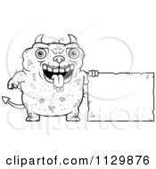 Poster, Art Print Of Outlined Ugly Devil With A Sign