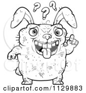Cartoon Clipart Of An Outlined Confused Ugly Rabbit Black And White Vector Coloring Page