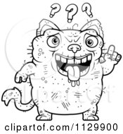 Cartoon Clipart Of An Outlined Confused Ugly Cat Black And White Vector Coloring Page by Cory Thoman