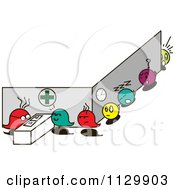 Cartoon Of A Line Of Waiting Ghosts In A Hospital Royalty Free Vector Clipart