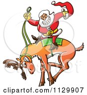 Poster, Art Print Of Rodeo Santa Riding A Bucking Christmas Reindeer