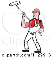Poster, Art Print Of Retro House Painter Worker Using A Roller