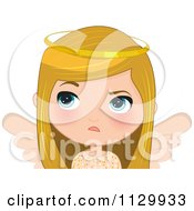 Cartoon Of An Annoyed Blond Angel Christmas Girl Royalty Free Vector Clipart
