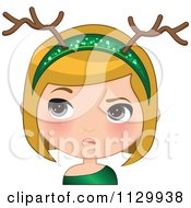 Poster, Art Print Of Annoyed Blond Christmas Girl Wearing An Antler Head Band 1