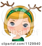 Poster, Art Print Of Blond Christmas Girl Wearing An Antler Head Band 2