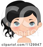 Cartoon Of A Cute Black Haired Girl Wearing Her Hair In A Pony Tail 1 Royalty Free Vector Clipart