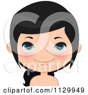 Cartoon Of A Cute Black Haired Girl Wearing Her Hair In A Pony Tail 3 Royalty Free Vector Clipart