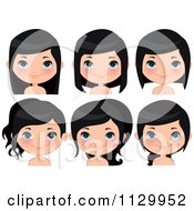 Poster, Art Print Of Cute Black Haired Girl Wearing Her Hair Different Ways