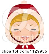 Poster, Art Print Of Blond Haired Christmas Girl Laughing And Wearing A Hood
