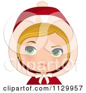 Poster, Art Print Of Skeptical Blond Haired Christmas Girl Wearing A Hood