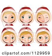 Poster, Art Print Of Blond Haired Christmas Girl Wearing A Hood With Different Expressions