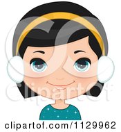 Cartoon Of A Cute Black Haired Girl Wearing Ear Muffs Royalty Free Vector Clipart