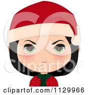 Poster, Art Print Of Mad Black Haired Christmas Girl Smiling And Wearing A Santa Hat