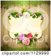 Poster, Art Print Of Rose Flower Frame And Wood Background With Grunge 2